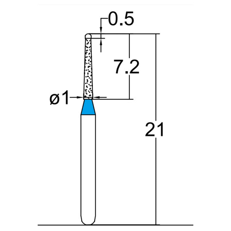 Conical End, Dome End Side Cutting Only 1 mm Dia. Medium Grit Diamond Bur 5 per pack. 215.10M1