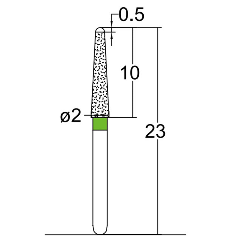 Conical End, Dome End Side Cutting Only 2 mm Dia. Coarse Grit Diamond Bur 5 per pack. 215.20C1