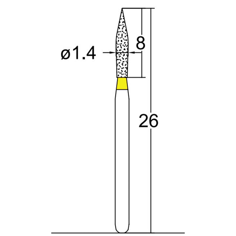 Conical Pointed 1.4 mm Dia. Extra Fine Grit Diamond Bur 5 per pack. 033.14EF1