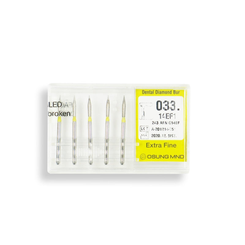 Conical Pointed 1.4 mm Dia. Extra Fine Grit Diamond Bur 5 per pack. 033.14EF1