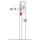 Conical Pointed 1.4 mm Dia. Fine Grit Diamond Bur 5 per pack. 033.14F1