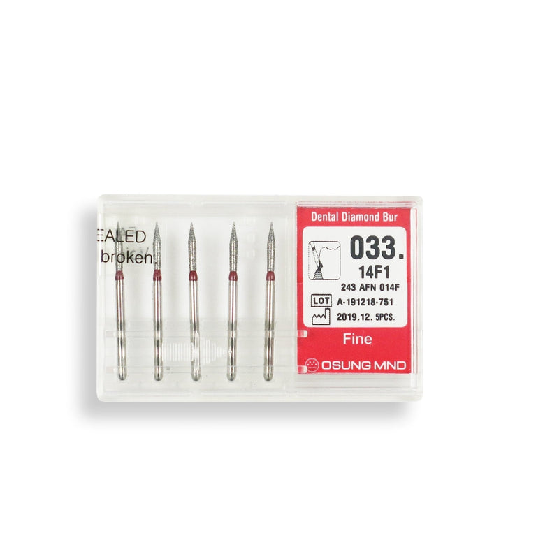 Conical Pointed 1.4 mm Dia. Fine Grit Diamond Bur 5 per pack. 033.14F1