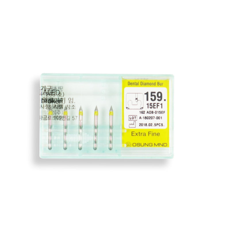Conical Pointed 1.5 mm Dia. Extra Fine Grit Diamond Bur 5 per pack. 159.15EF1