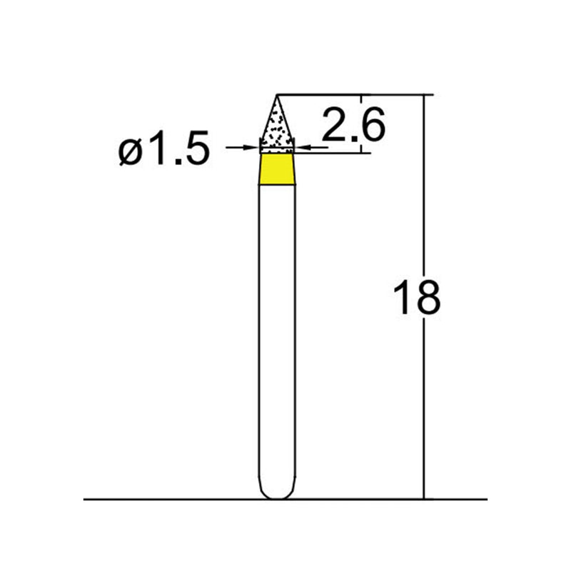 Conical Pointed 1.5 mm Dia. Extra Fine Grit Diamond Bur 5 per pack. 159.15EF1