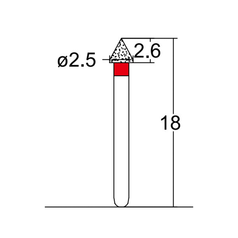 Conical Pointed 2.5 mm Dia. Fine Grit Diamond Bur 5 per pack. 159.25F1