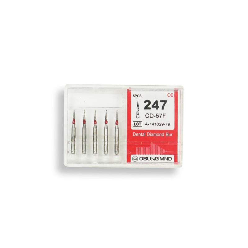 Conical Pointed, Slender 0.7 mm Dia. Fine Grit Diamond Bur 5 per pack. 164.7F1