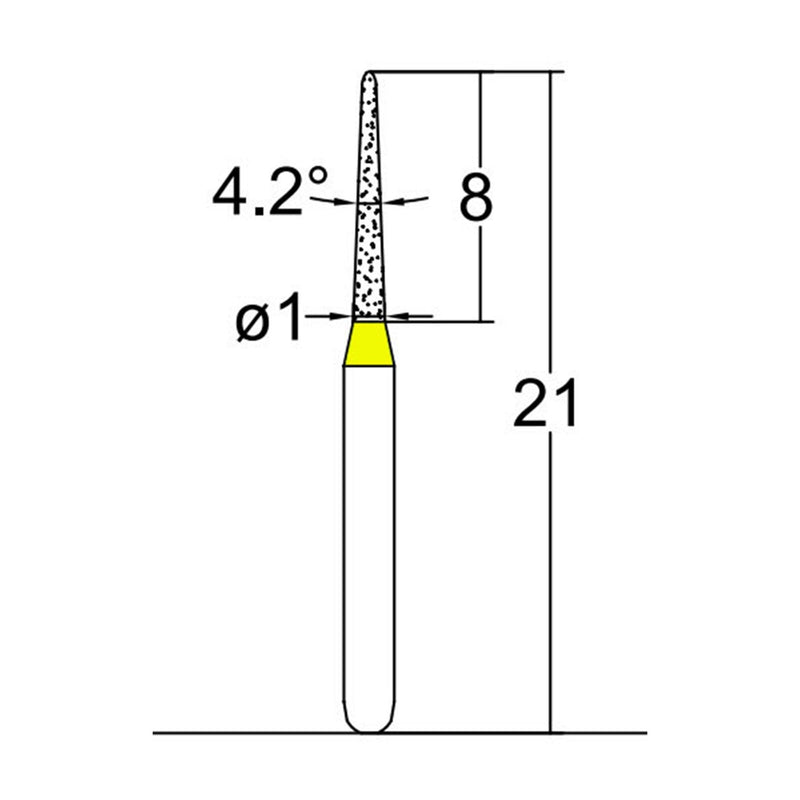 Conical Pointed, Slender 1 mm Dia. Extra Fine Grit Diamond Bur 5 per pack. 164.10EF2