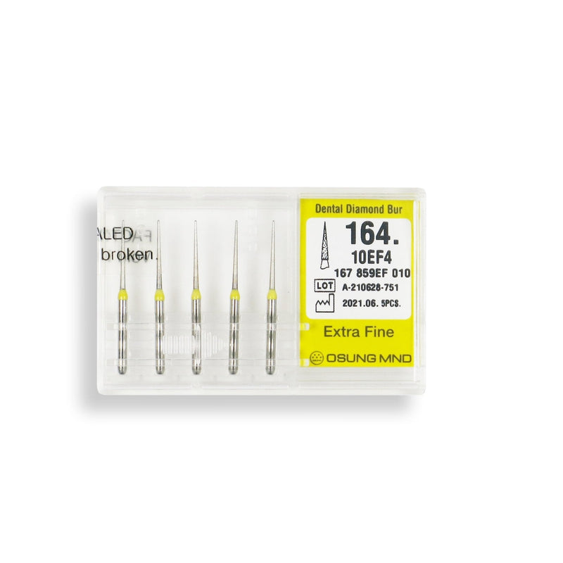 Conical Pointed, Slender 1 mm Dia. Extra Fine Grit Diamond Bur 5 per pack. 164.10EF4