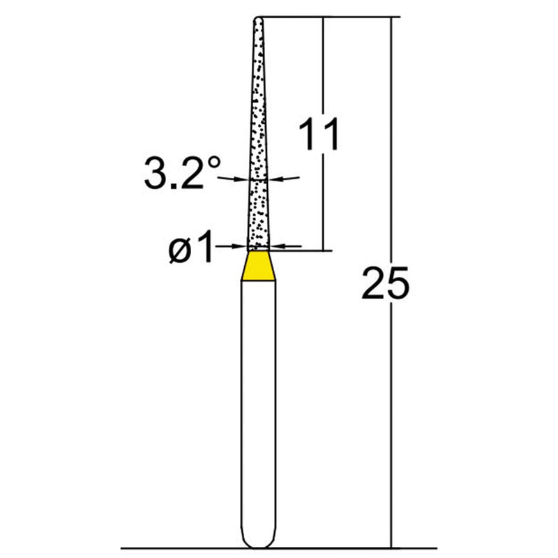 Conical Pointed, Slender 1 mm Dia. Extra Fine Grit Diamond Bur 5 per pack. 164.10EF4