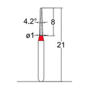 Conical Pointed, Slender 1 mm Dia. Fine Grit Diamond Bur 5 per pack. 164.10F2