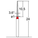 Conical Pointed, Slender 1 mm Dia. Fine Grit Diamond Bur 5 per pack. 164.10F3