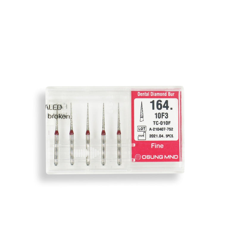 Conical Pointed, Slender 1 mm Dia. Fine Grit Diamond Bur 5 per pack. 164.10F3
