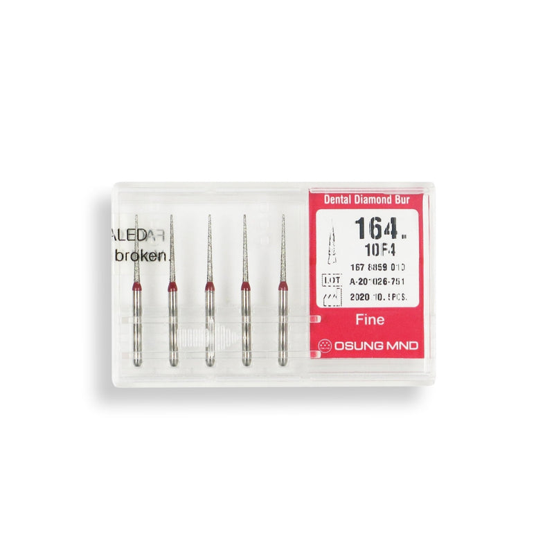Conical Pointed, Slender 1 mm Dia. Fine Grit Diamond Bur 5 per pack. 164.10F4