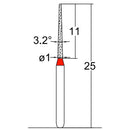 Conical Pointed, Slender 1 mm Dia. Fine Grit Diamond Bur 5 per pack. 164.10F4 - Osung USA