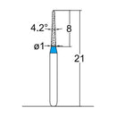 Conical Pointed, Slender 1 mm Dia. Medium Grit Diamond Bur 5 per pack. 164.10M2