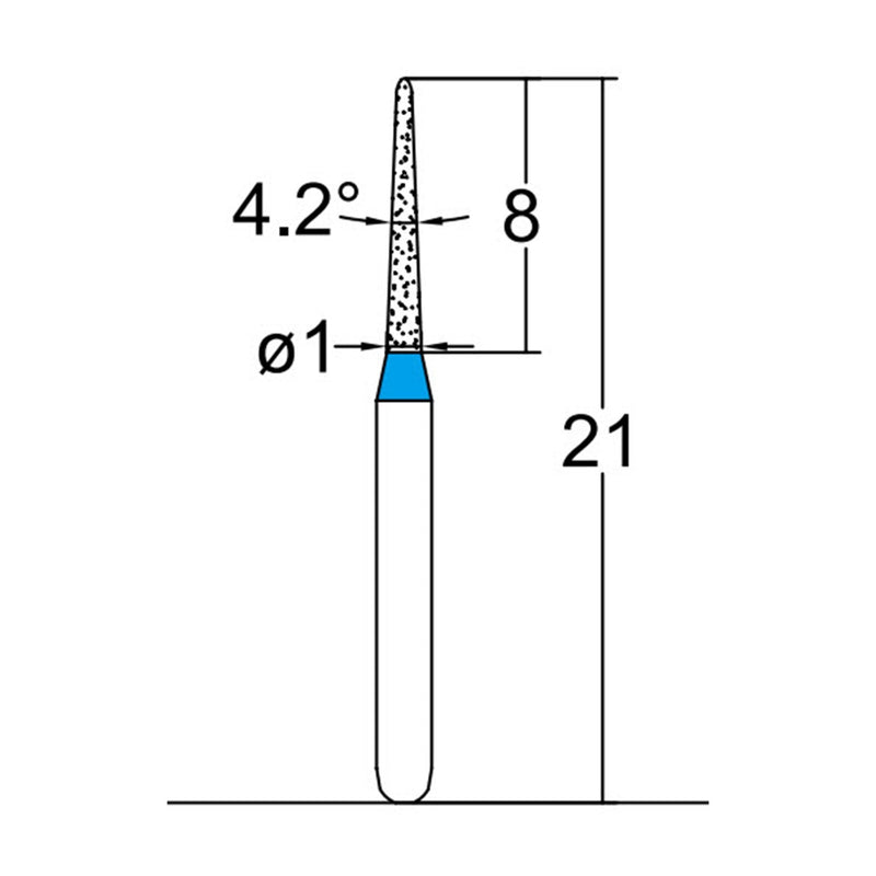 Conical Pointed, Slender 1 mm Dia. Medium Grit Diamond Bur 5 per pack. 164.10M2