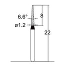 Conical Pointed, Slender 1.2 mm Dia. Extra Coarse Grit Diamond Bur 5 per pack. 164.12EC2 - Osung USA