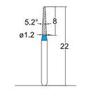 Conical Pointed, Slender 1.2 mm Dia. Medium Grit Diamond Bur 5 per pack. 164.12M1