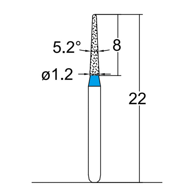 Conical Pointed, Slender 1.2 mm Dia. Medium Grit Diamond Bur 5 per pack. 164.12M1