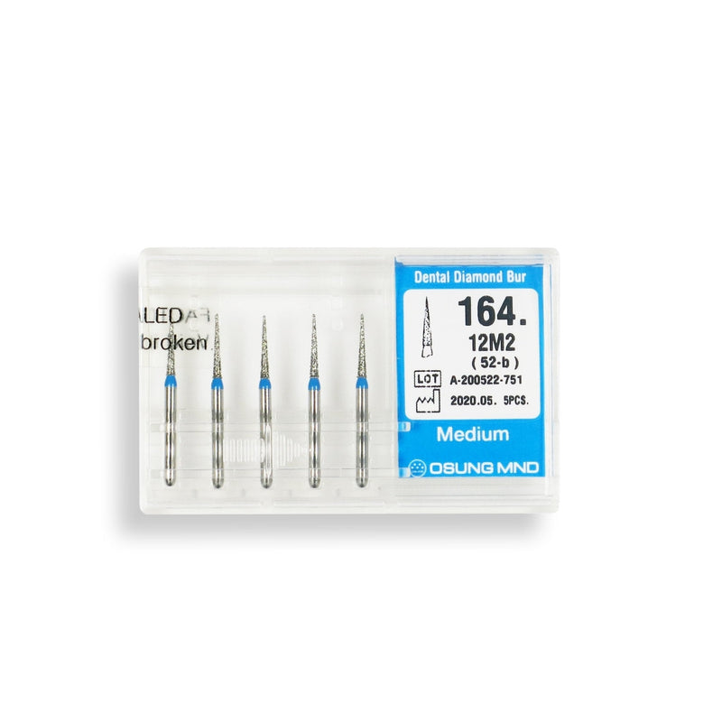 Conical Pointed, Slender 1.2 mm Dia. Medium Grit Diamond Bur 5 per pack. 164.12M2