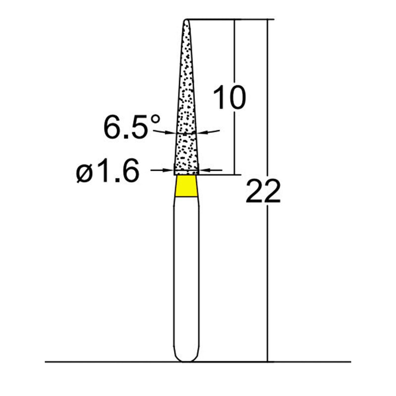 Conical Pointed, Slender 1.4 mm Dia. Extra Fine Grit Diamond Bur 5 per pack. 164.14EF2
