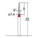Conical Pointed, Slender 1.4 mm Dia. Fine Grit Diamond Bur 5 per pack. 164.14F1
