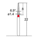 Conical Pointed, Slender 1.4 mm Dia. Fine Grit Diamond Bur 5 per pack. 164.14F2