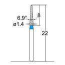 Conical Pointed, Slender, 1.4 mm Dia. Medium Grit Diamond Bur 5 per pack. 164.14M2