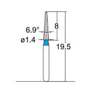 Conical Pointed, Slender 1.4 mm Dia. Medium Grit Diamond Bur 5 per pack. 164.14M2S