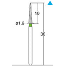 Conical Pointed, Slender 1.6 mm Dia. Coarse Grit Diamond Bur 3 per pack. 164.16C2