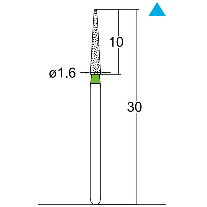 Conical Pointed, Slender 1.6 mm Dia. Coarse Grit Diamond Bur 3 per pack. 164.16C2