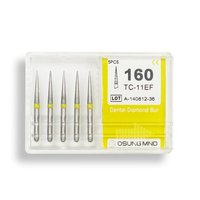 Conical Pointed, Slender 1.6 mm Dia. Extra Fine Grit Diamond Bur 5 per pack. 164.16EF1