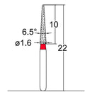 Conical Pointed, Slender 1.6 mm Dia. Fine Grit Diamond Bur 5 per pack. 164.16F1