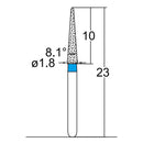 Conical Pointed, Slender 1.8 mm Dia. Medium Grit Diamond Bur 5 per pack. 164.18M1