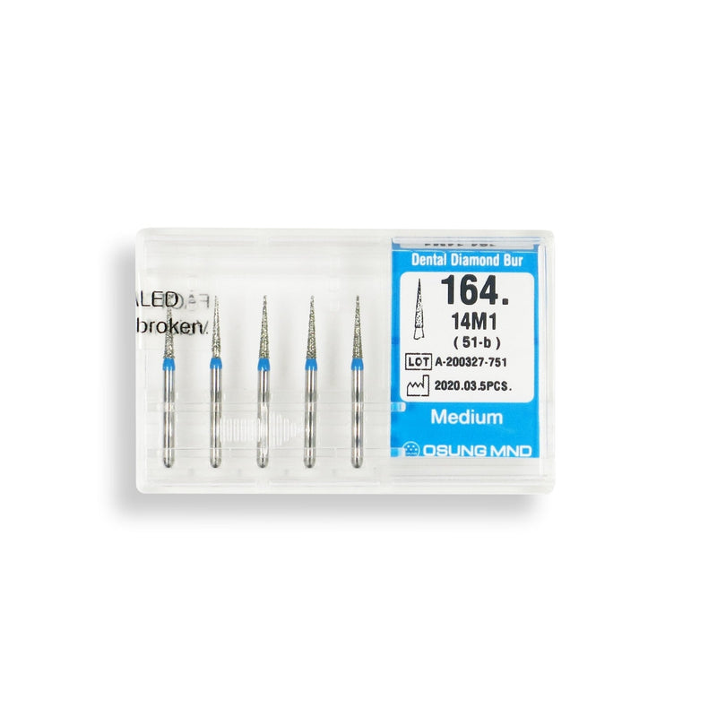 Conical Pointed, Slender1.4 mm Dia. Medium Grit Diamond Bur 5 per pack. 164.14M1