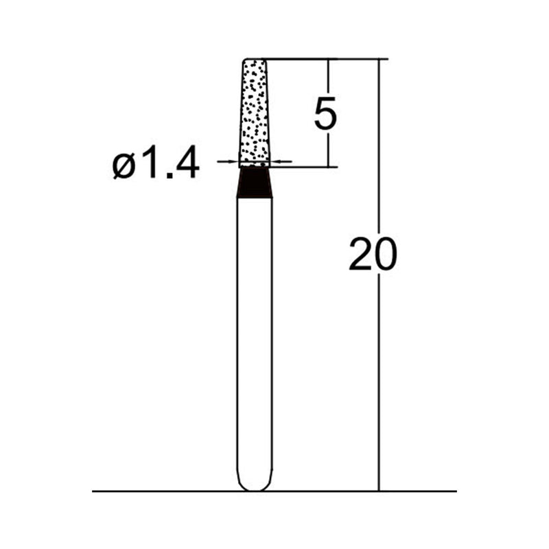 Conical, Round Edge 1.4 mm Dia. Extra Coarse Grit Diamond Bur 5 per pack. 584.14EC1