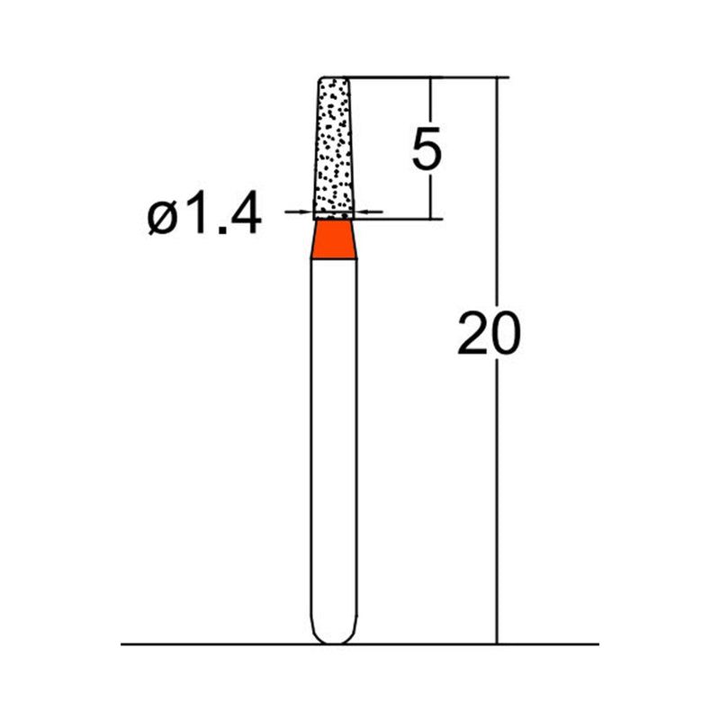 Conical, Round Edge 1.4 mm Dia. Fine Grit Diamond Bur 5 per pack. 584.14F1
