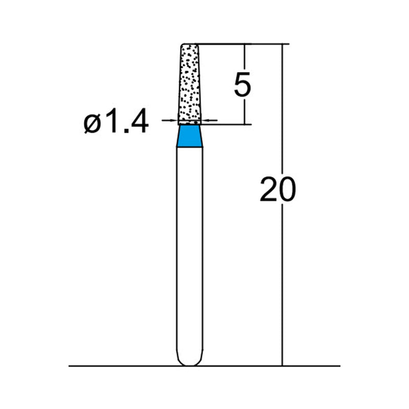 Conical, Round Edge 1.4 mm Dia. Medium Grit Diamond Bur 5 per pack. 584.14M1