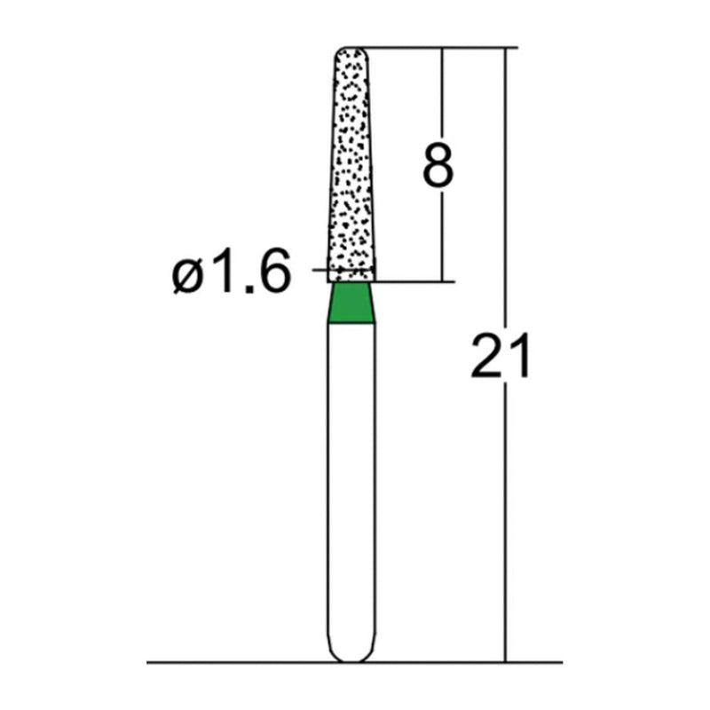 Conical, Round Edge 1.6 mm Dia. Coarse Grit Diamond Bur. 5 per pack. 584.16C3