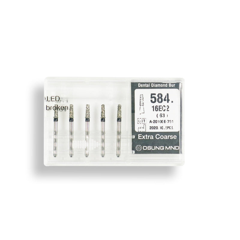 Conical, Round Edge 1.6 mm Dia. Extra Coarse Grit Diamond Bur 5 per pack. 584.16EC2 - Osung USA