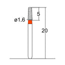 Conical, Round Edge 1.6 mm Dia. Fine Grit Diamond Bur 5 per pack. 584.16F2