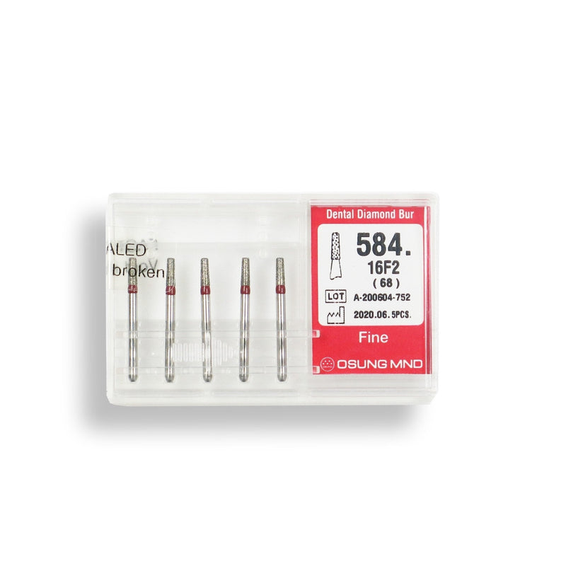 Conical, Round Edge 1.6 mm Dia. Fine Grit Diamond Bur 5 per pack. 584.16F2