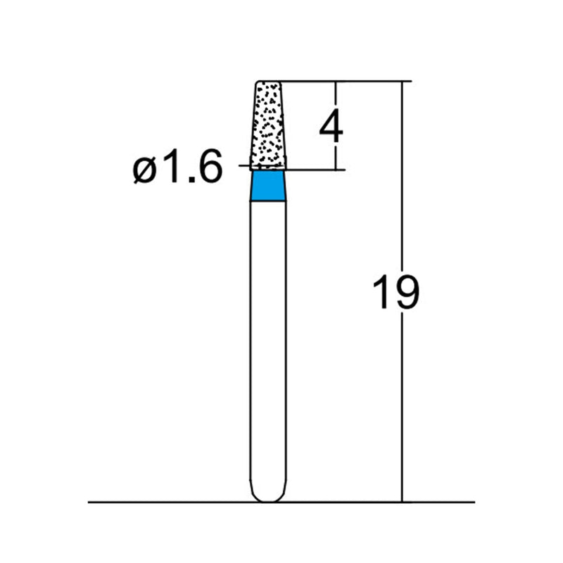 Conical, Round Edge 1.6 mm Dia. Medium Grit Diamond Bur 5 per pack. 584.16M1