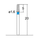 Conical, Round Edge 1.6 mm Dia. Medium Grit Diamond Bur 5 per pack. 584.16M2