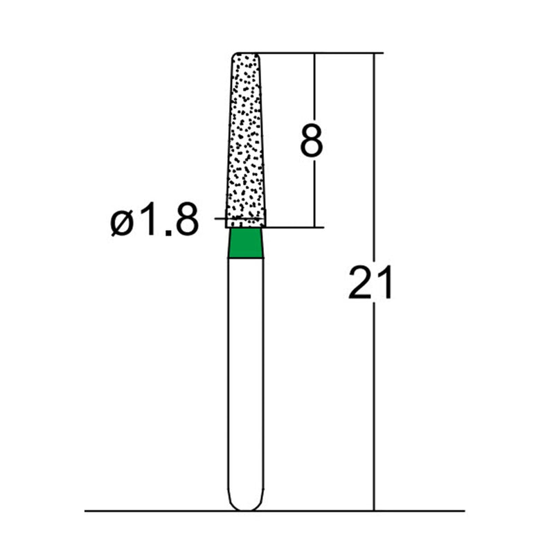 Conical, Round Edge 1.8 mm Dia. Coarse Grit Diamond Bur 5 per pack. 584.18C5