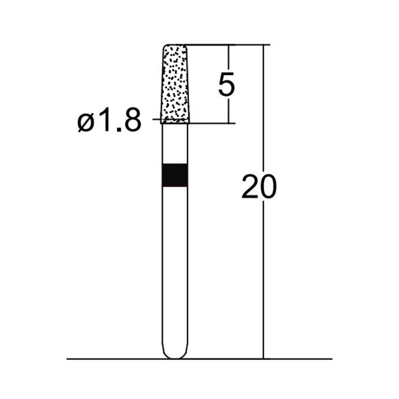 Conical, Round Edge 1.8 mm Dia. Extra Coarse Grit Diamond Bur 5 per pack. 584.18EC2