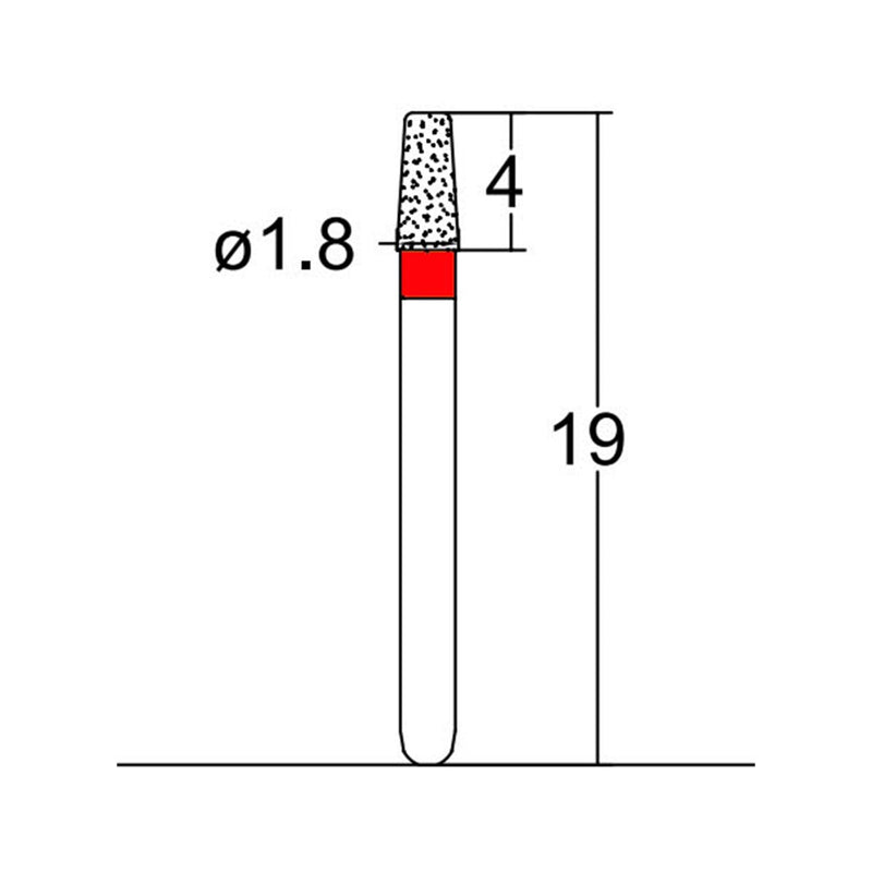 Conical, Round Edge 1.8 mm Dia. Fine Grit Diamond Bur 5 per pack. 584.18F1
