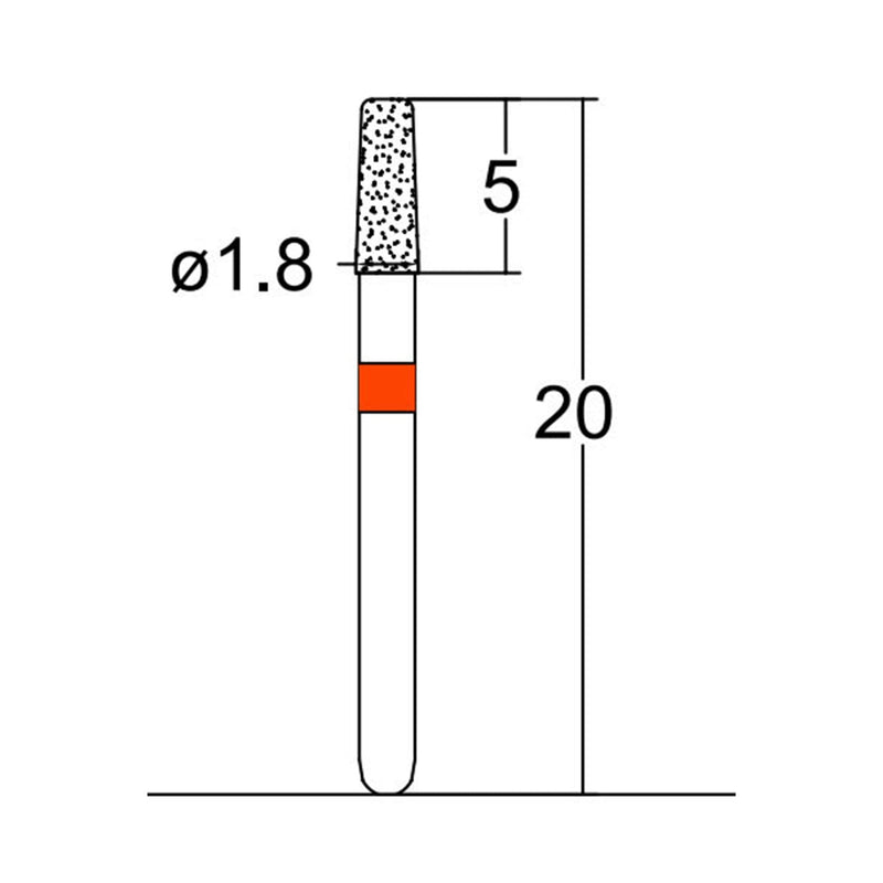 Conical, Round Edge 1.8 mm Dia. Fine Grit Diamond Bur 5 per pack. 584.18F2