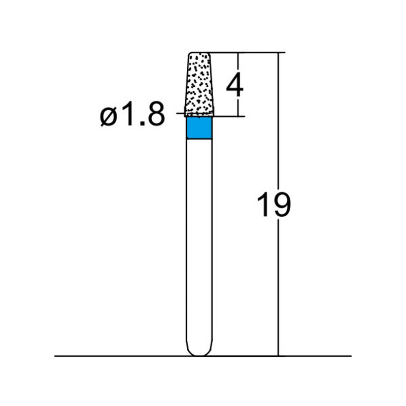 Conical, Round Edge. 1.8 mm Dia. Medium Grit Diamond Bur 5 per pack. 584.18M1