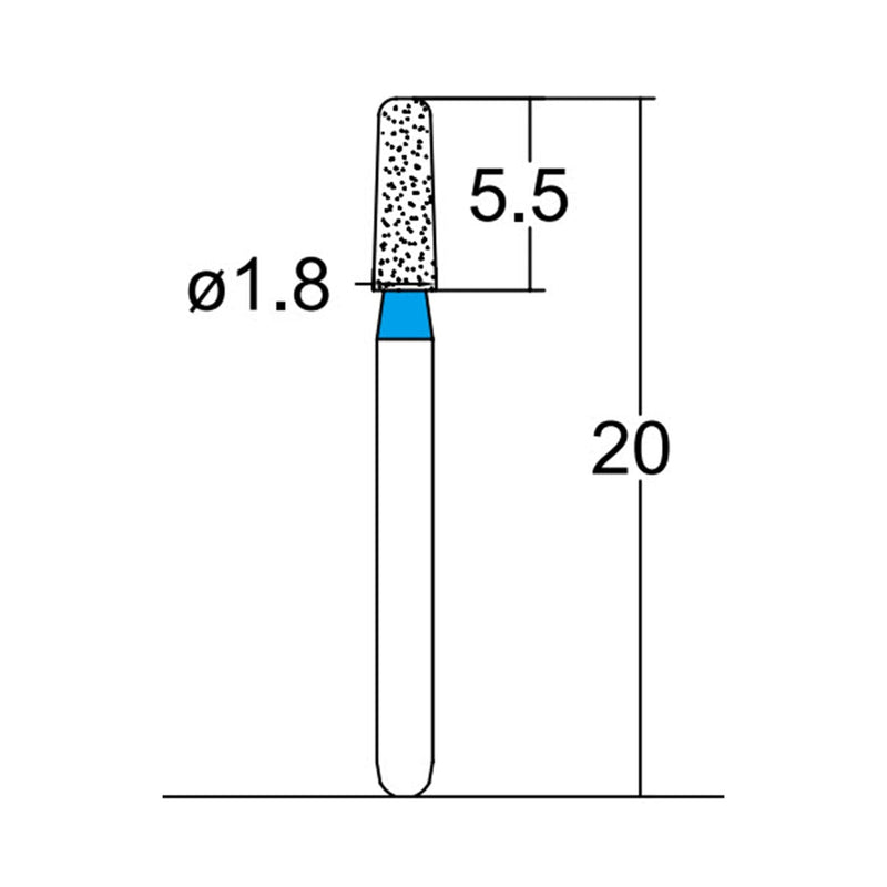 Conical, Round Edge, 1.8 mm Dia. Medium Grit Diamond Bur 5 per pack. 584.18M4